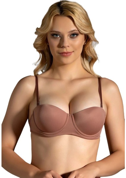 Iç Giyim New Bra Balenli Push Up Destekli Sırtı Şeffaf Straplez Sütyen