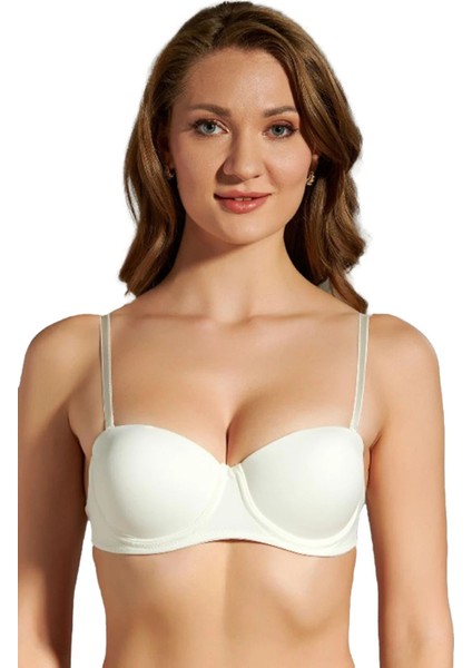 Iç Giyim New Bra Balenli Push Up Destekli Sırtı Şeffaf Straplez Sütyen