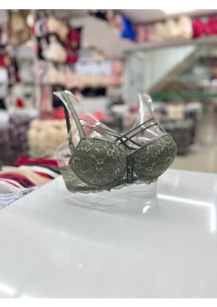 Iç Giyim Ebru Lüx Silikonlu Desteksiz Balenli Dantel Çapraz Sütyen (Sütyen Yıkama Topu Hediyeli )