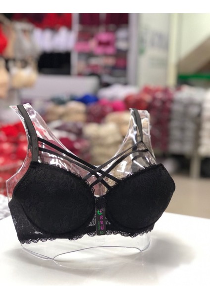 Iç Giyim Ebru Lüx Silikonlu Destekli Balenli Dantel Çapraz Sütyen (Sütyen Yıkama Topu Hediyeli )