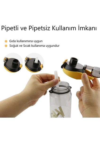 Şeffaf Tritan 900ML Pipetli Matara, Bpa Içermeyen, Şık ve Kullanışlı Su Şişesi