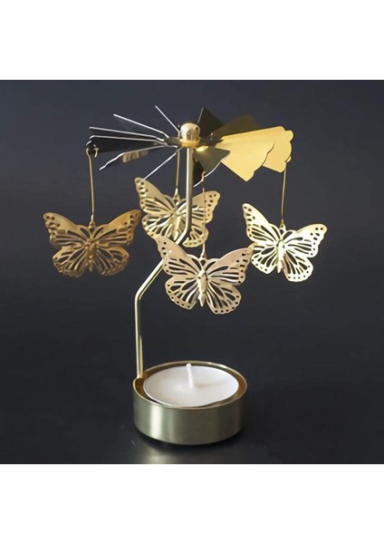 Altın Renkli Dönen Metal Mumluk Kelebek Tasarımlı fiyatları
