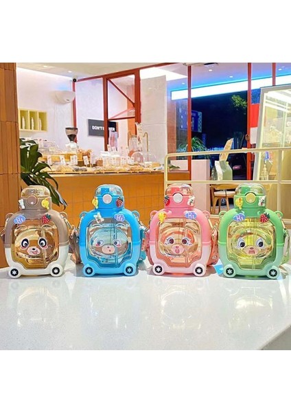 Sevimli Ayıcık Çocuk Suluk 1000 Ml, Pembe, Stickerli, Sağlıklı ve Eğlenceli Kullanım fırsatları