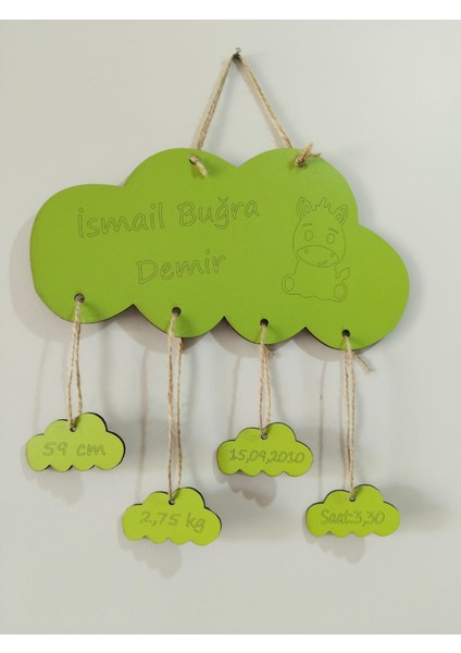 Kişiye Özel Ahşap Bulut Doğum Panosu – Bebek Odası Dekorasyon ve Hatıra Tablosu (Mavi/pembe Seçenekli, 28X15 cm modelleri