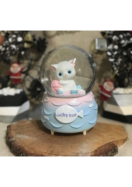 Lukcy Cat Kar Küresi Püskürtmeli Müzikli Işıklı Büyük Boy Sevgiliye Hediye