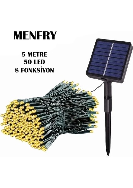 Solar Güneş Enerjili 5 Metre 8 Fonksiyonlu Gün Işığı Bahçe Balkon Ağaç Teras Aydınlatma Dekor Işık