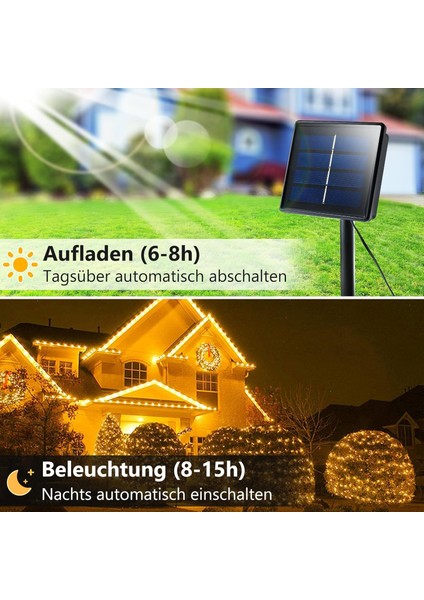 Solar Güneş Enerjili 5 Metre 8 Fonksiyonlu Gün Işığı Bahçe Balkon Ağaç Teras Aydınlatma Dekor Işık