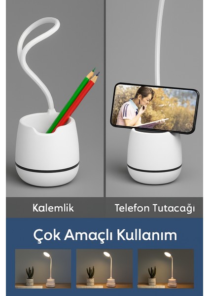 3'ü 1 Arada: Kalemlikli, Telefon Standlı ve Dokunmatik LED Masa Lambası indirimleri