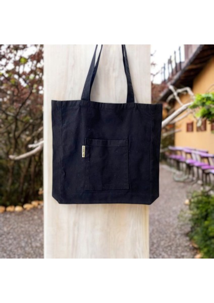 Siyah Plaj Çantası - Günlük Çanta - Gabardin Kumaş - Bordglow