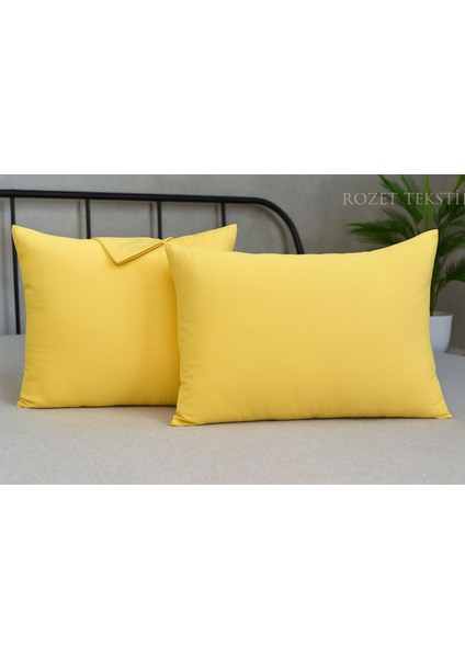 Sarı Yastık Kılıfı Pamuk Kumaş Kapaklı (2 Adet) 50 x 70 cm fiyatları