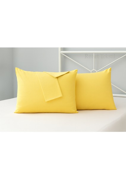 Sarı Yastık Kılıfı Pamuk Kumaş Kapaklı (2 Adet) 50 x 70 cm modelleri
