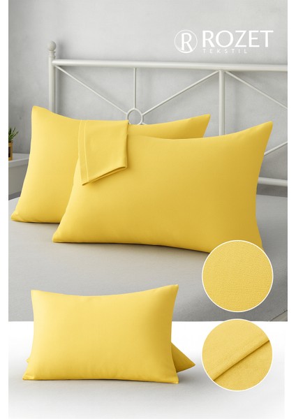 Sarı Yastık Kılıfı Pamuk Kumaş Kapaklı (2 Adet) 50 x 70 cm