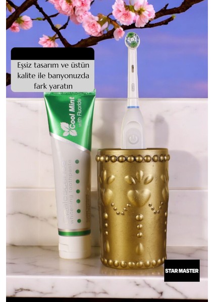 Diş Fırçası Kabı Diş Fırçalığı Fırçalık Gümüş Eskitme Renk Model 10