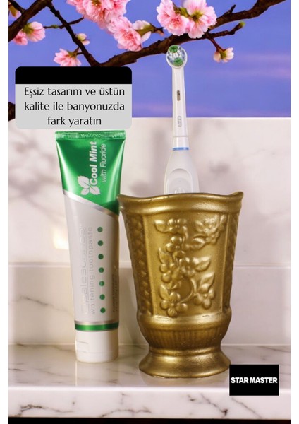 Diş Fırçası Kabı Diş Fırçalığı Fırçalık Gümüş Eskitme Renk Model 9