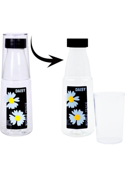 Renkli Papatya Desenli Sızdırmaz Kapaklı 500 ml Su Şişesi indirimleri