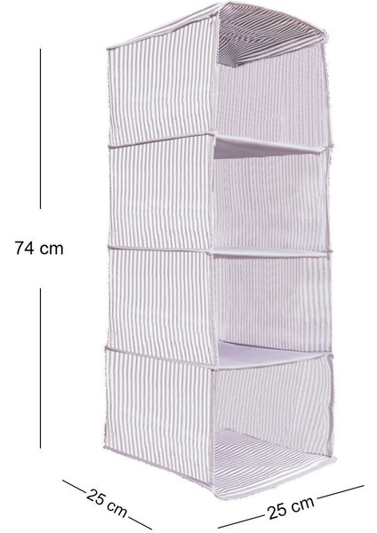 4 Bölmeli Gri Çizgili Katlanabilir Dolap Düzenleyici indirimleri
