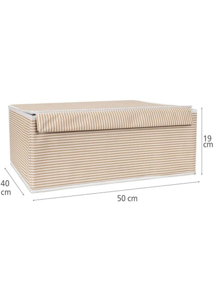 Bej Kapaklı Kutu Hurç Baza 50X40X19 Cm, Şık ve Kullanışlı Depolama Çözümü
