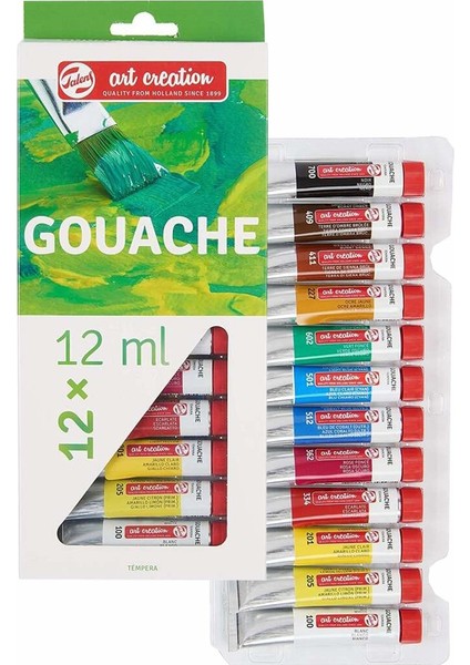 Talens 12 Renk Guaj Boya 1 Paket Art Creation Gouache Colour 12X12ML Guaj Boya Seti Canlı Renkler Tuval Resim