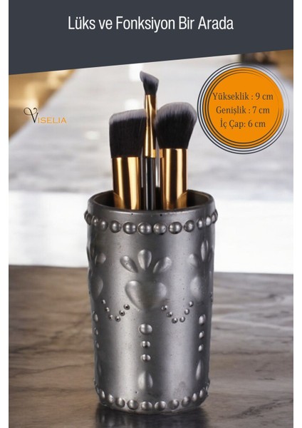 Makyaj Duzenleyici Makyaj Organizeri Makyaj Fırçalığı Makyaj Fırçası Gümüş Eskitme Renk Model 10