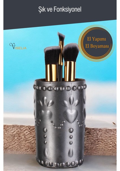 Makyaj Duzenleyici Makyaj Organizeri Makyaj Fırçalığı Makyaj Fırçası Gümüş Eskitme Renk Model 10