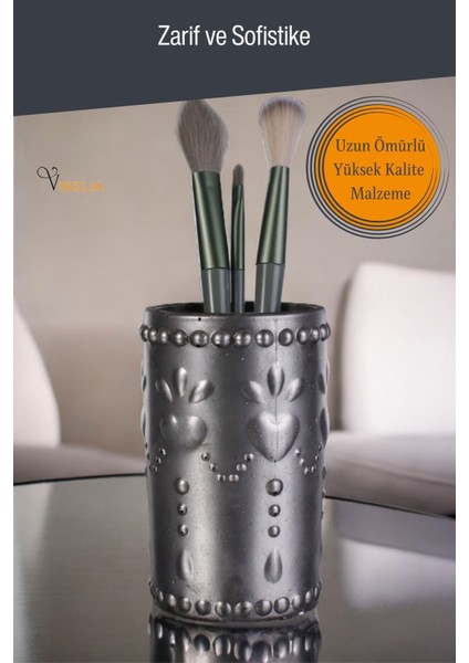 Makyaj Duzenleyici Makyaj Organizeri Makyaj Fırçalığı Makyaj Fırçası Gümüş Eskitme Renk Model 10