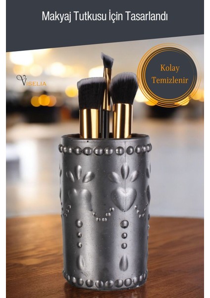 Makyaj Duzenleyici Makyaj Organizeri Makyaj Fırçalığı Makyaj Fırçası Gümüş Eskitme Renk Model 10