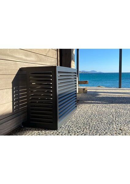 Klima Motoru Gizleme Kafesi 110x56x85 cm (H) Ral 7016 Antrasıt Panjur Medium Modeli 24000 BTU