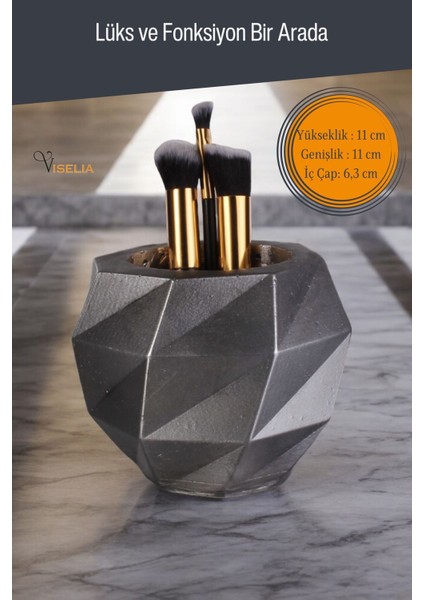 Makyaj Duzenleyici Makyaj Organizeri Makyaj Fırçalığı Makyaj Fırçası Gümüş Eskitme Renk Model 20