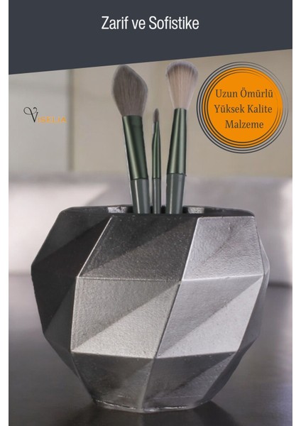 Makyaj Duzenleyici Makyaj Organizeri Makyaj Fırçalığı Makyaj Fırçası Gümüş Eskitme Renk Model 20