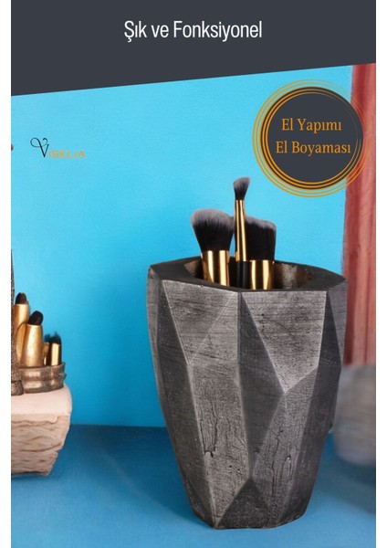 Makyaj Duzenleyici Makyaj Organizeri Makyaj Fırçalığı Makyaj Fırçası Gümüş Eskitme Renk Model 19