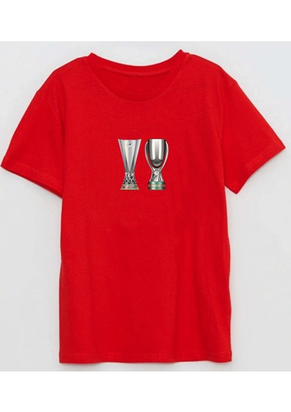Uefa ve Süper Kupa Baskılı Pamuklu Erkek Regular Tshirt