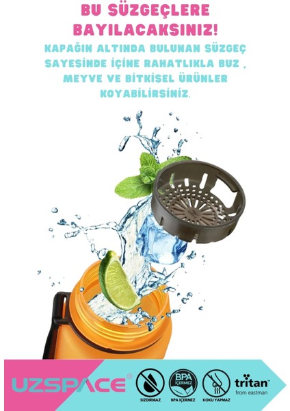 1500ML Çift Renkli Sızdırmaz Bpa Içermeyen Kapaklı Su Matarası