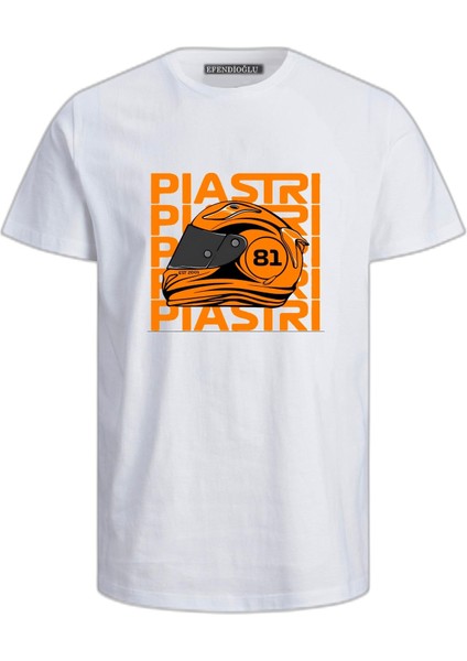 Oscar Piastri Baskılı F1 Pamuklu Tshirt