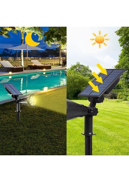 Solar Güneş Enerjili Kazıklı Yer Armatürü 7 LED Ağaç Duvar Bahçe Aydınlatma Dekor Işık