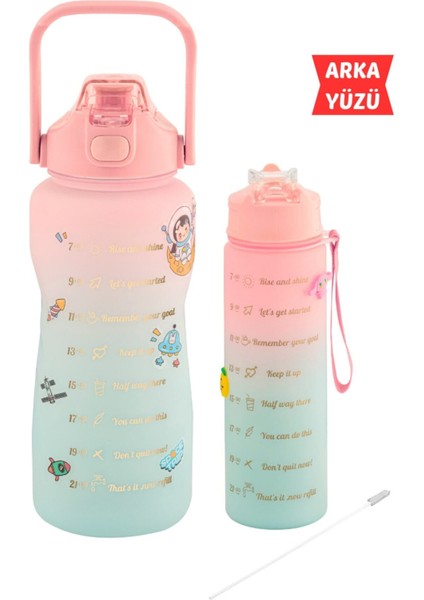 Motivasyonel 2'li 2l ve 750ML Su Matarası Seti, Sağlıklı ve Şık Içecek Şişeleri fiyatları