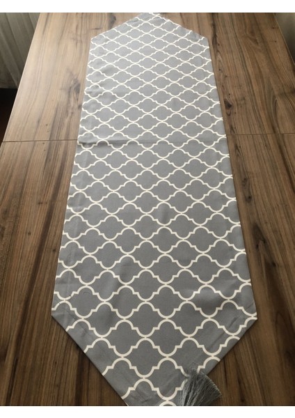 Gri Üzeri Beyaz Moroccan Desenli Runner modelleri