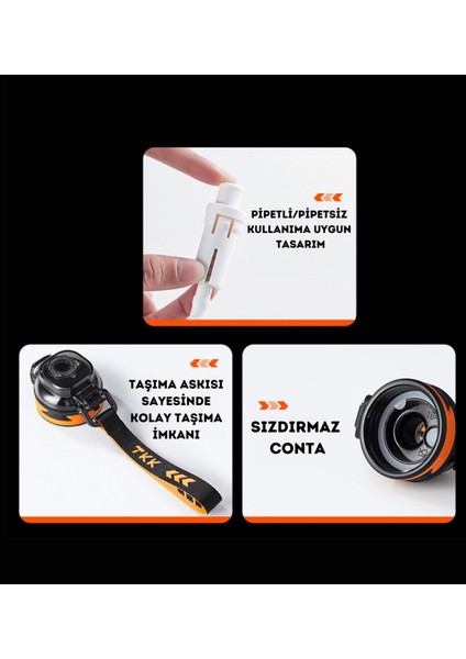 1000ML Sızdırmaz Tritan Spor Matara, Pipetli/pipetsiz, Askılı, Dayanıklı, Renkli fırsatları