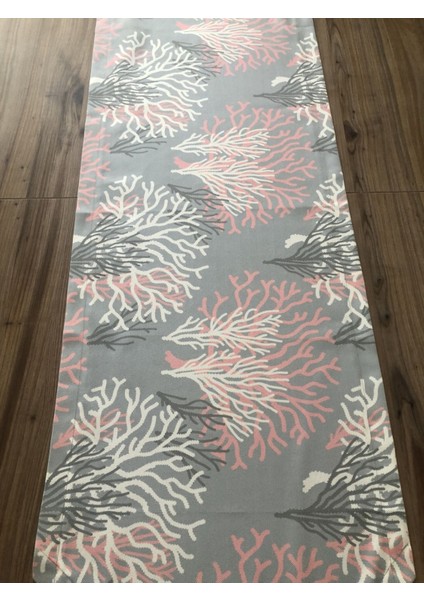 Gri Zemin Pembe Beyaz Mercan Desenli Runner fırsatları