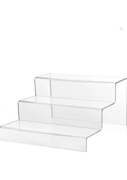 Şeffaf 3 Katlı Akrilik Merdiven Standı, 10X30 Cm, Şık ve Dayanıklı Tasarım