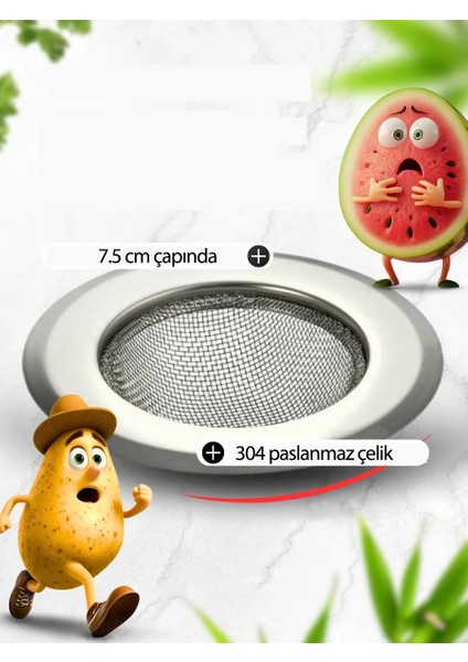 Lavabo Süzgeci - 7.5 cm Çap 2 Li Set Gider Sügeci Lavabo Süzgeci 721976