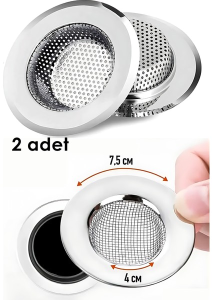 Lavabo Süzgeci - 7.5 cm Çap 2 Li Set Gider Sügeci Lavabo Süzgeci 721976