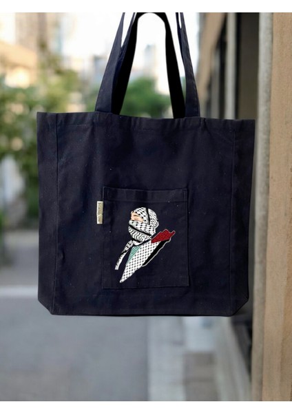 Siyah Plaj Çantası - Günlük Çanta - Gabardin Kumaş - Bordglow