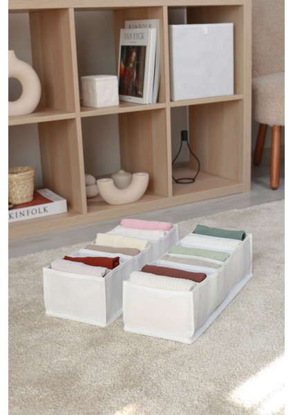 2'li Beyaz 8 Bölmeli Katlanır Dolap Çekmecesi Organizer
