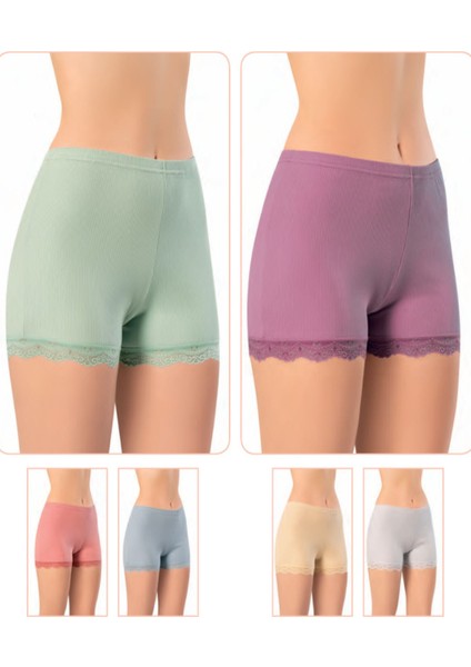 Iç Giyim Kota Raporlu Ribana Şort Boxer Dantelli 6'lı Paket