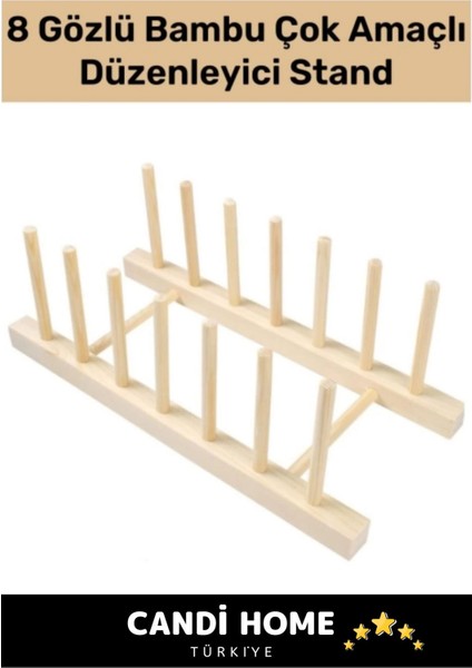 Bambu Çok Amaçlı 8 Gözlü Mutfak Düzenleyici Stand, Krem fırsatları