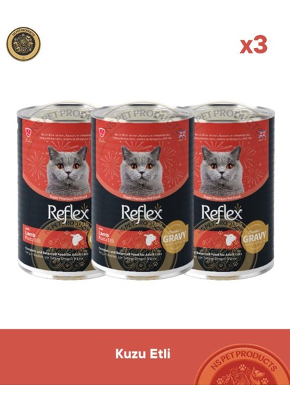 Plus Sos Içinde Parça Kuzulu Yetişkin Kedi Konservesi 3X400GR