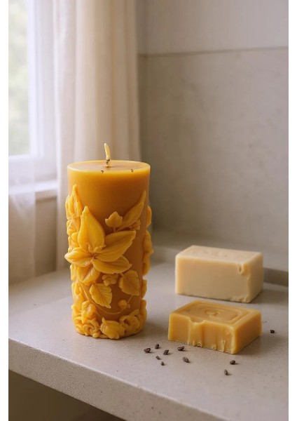 Hediyelik Kabartma Zambak Çiçeği Figürlü Doğal Balmumu Mum modelleri