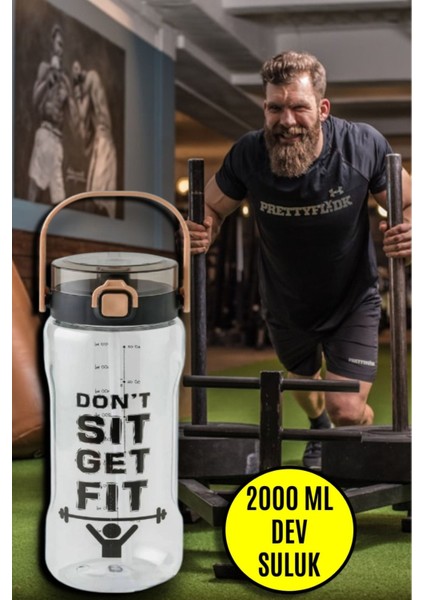 2000 ml Büyük Siyah Su Matara, Sağlıklı ve Şık Tasarım