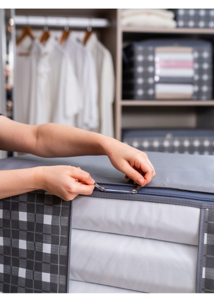 2'li Gri Kare Desenli Ekose Yastık ve Yorgan Düzenleyici Hurç Seti fiyatları