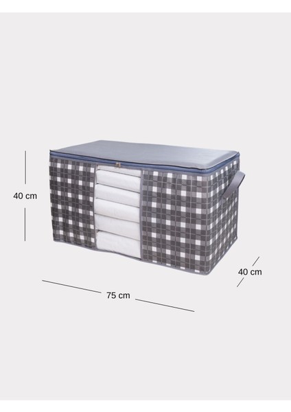 2'li Gri Kare Desenli Ekose Yastık ve Yorgan Düzenleyici Hurç Seti indirimleri